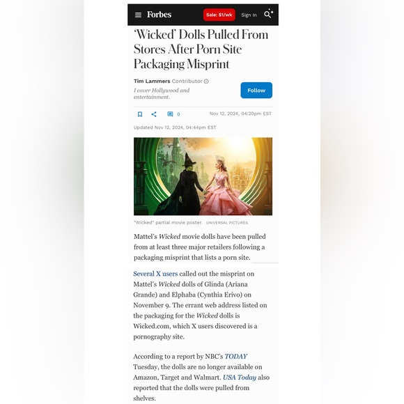 COLLECTIBLE Mattel WICKED Doll Glinda - Picture 7 of 7